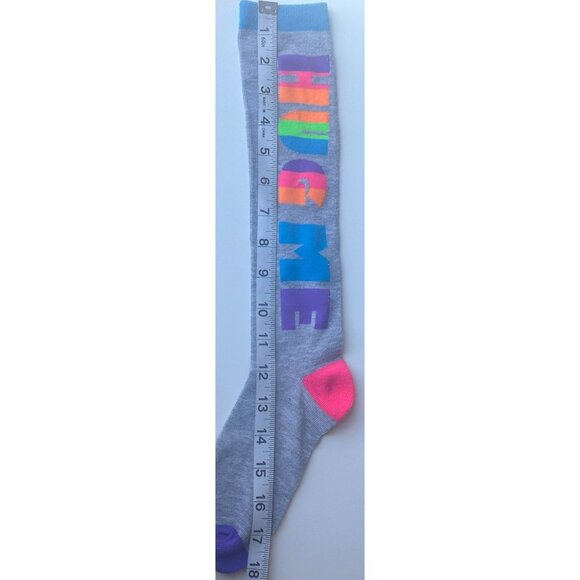 2 Pairs Over The Calf Crew Socks Geometric & Novelty Print Women 16.5-18" Height - Picture 7 of 8